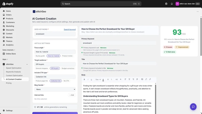 StitchSEO ‑ AI SEO Optimizer