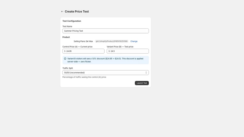 SplitPrice – A/B Testing