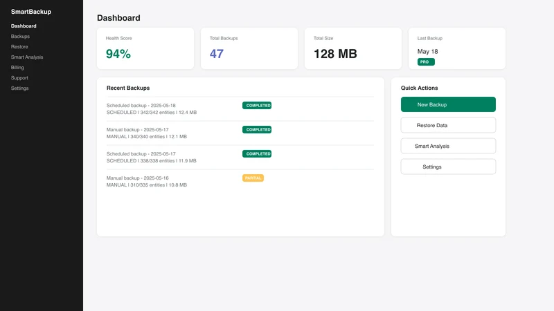 Smart Backup ‑ Backup Restore