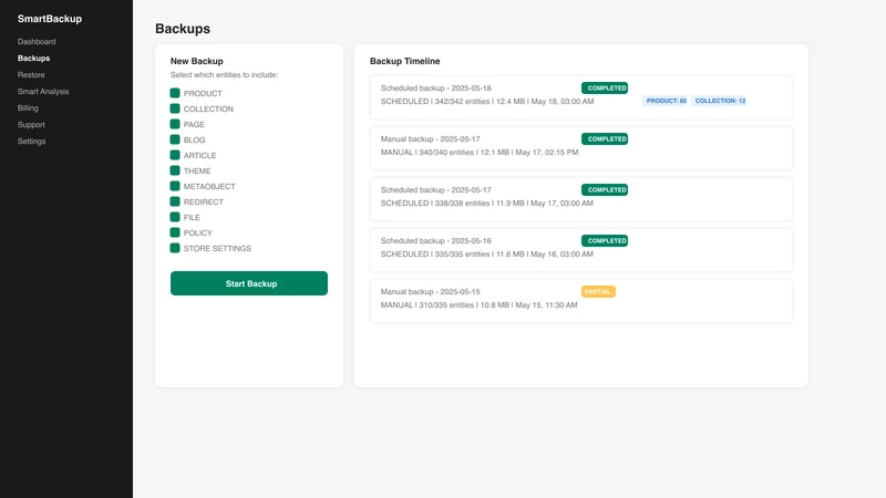 Smart Backup ‑ Backup Restore