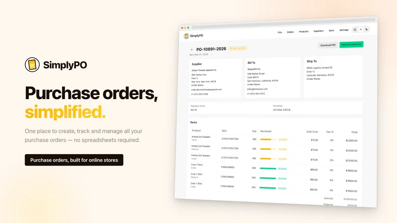 SimplyPO ‑ Purchase Orders