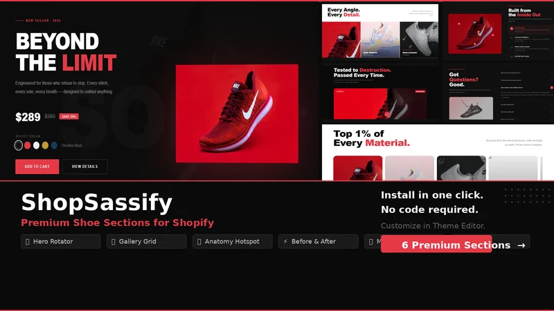 Shoe Sections & Theme Blocks