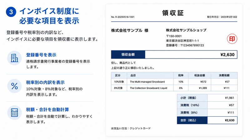くいっく領収書・納品書｜インボイス対応・購入者が自動発行
