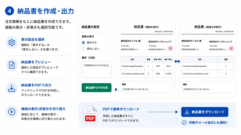 くいっく領収書・納品書｜インボイス対応・購入者が自動発行