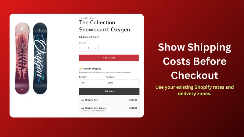 ShipCalc Product Page Rates