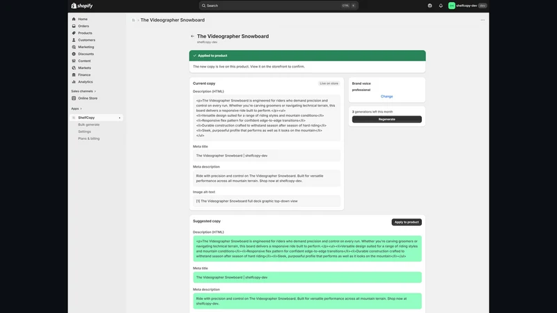 ShelfCopy ‑ AI Descriptions+SE