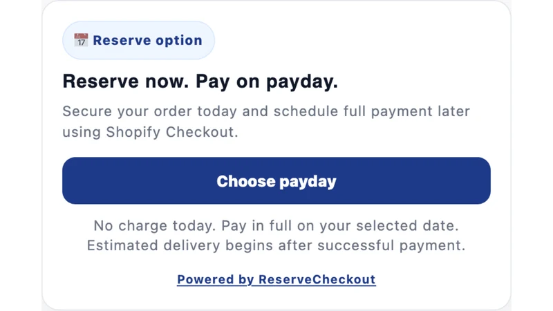 ReserveCheckout Pay Later