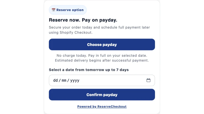 ReserveCheckout Pay Later