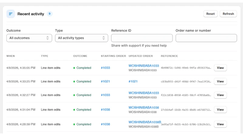 Reprice Order Editor