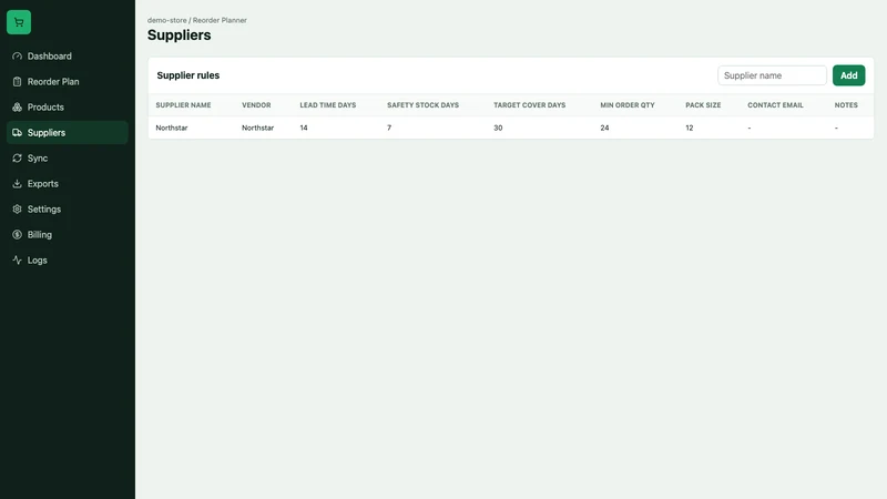 Kivo Reorder Planner