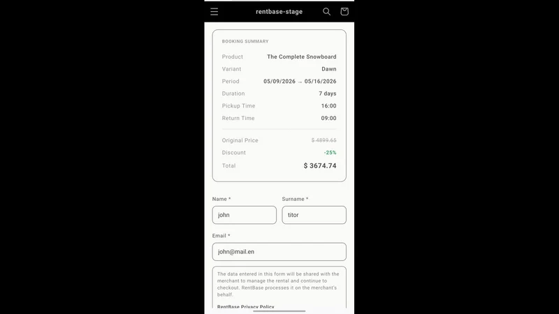 RentBase: Rental Bookings