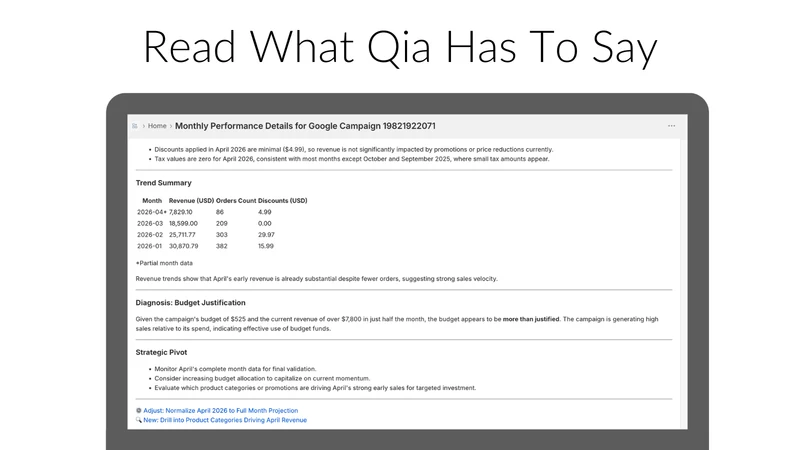 Qia ‑ AI Custom Report Agent