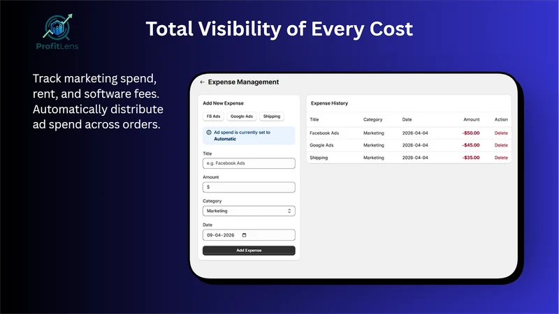 ProfitLens Net Profit Tracker