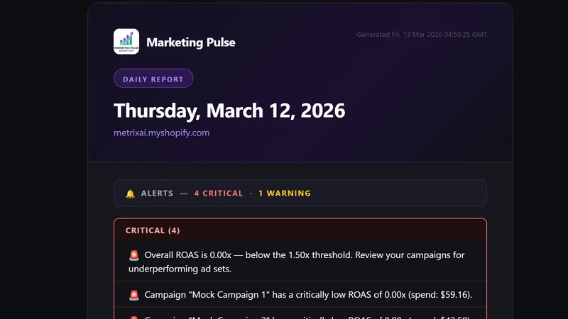 Marketing Pulse ‑ ROAS Tracker