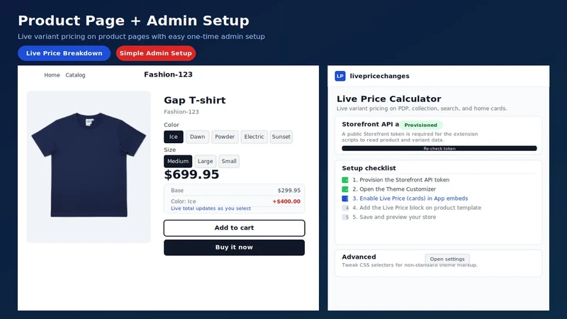 Live Price Change on variants