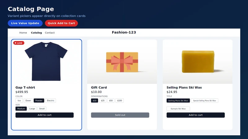 Live Price Change on variants