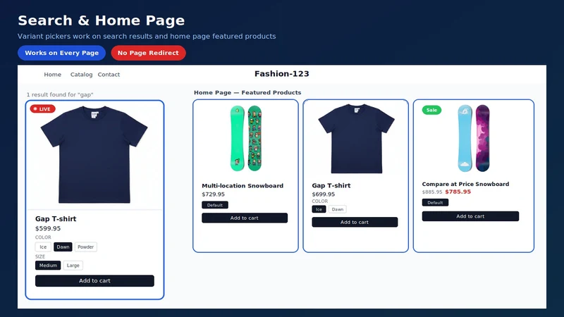 Live Price Change on variants