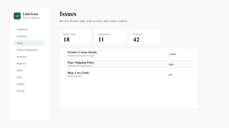LinkTrace Redirect Manager