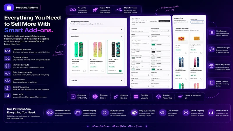 Product Addons Upsells engine