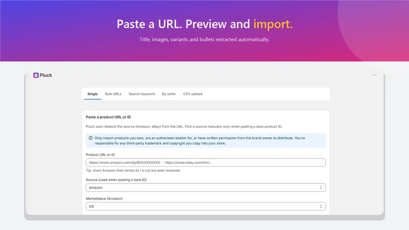 Pluck: Amazon & eBay Importer