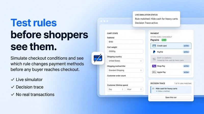 Paywire: Hide Payment Methods