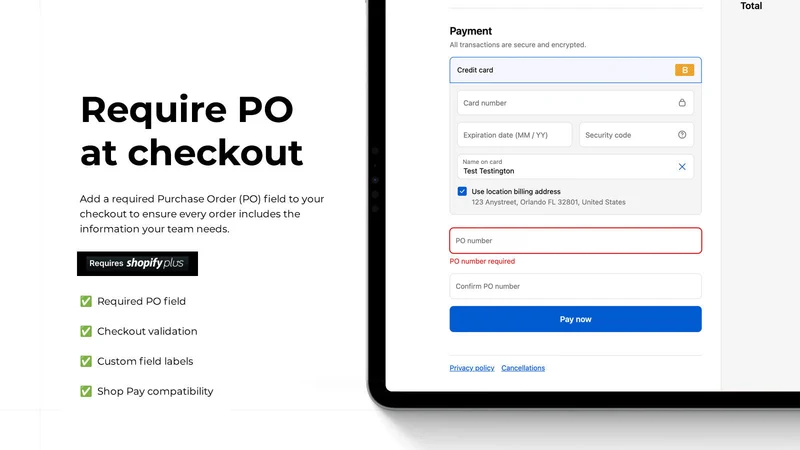 Kumo: Require Purchase Order #