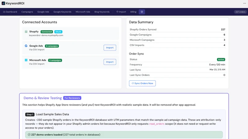 KeywordROI: Google Ads ROAS