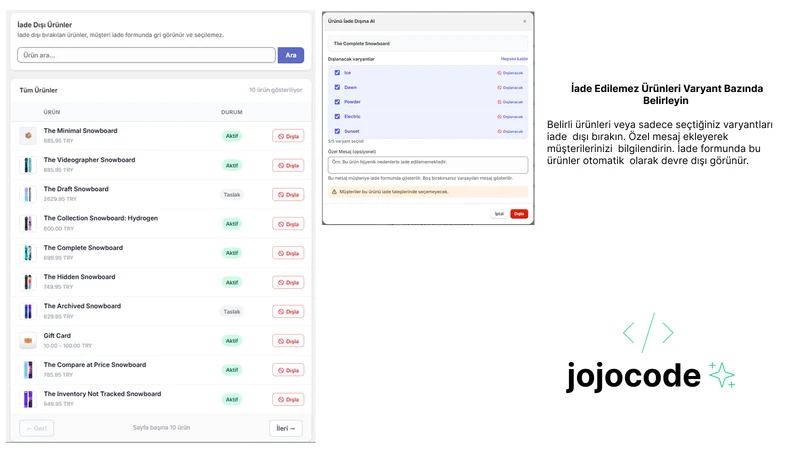 Jojocode İade Yönetimi