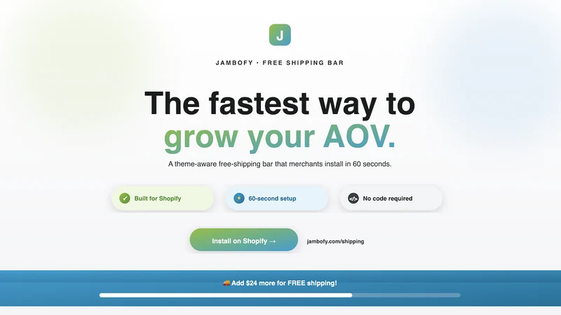 Jambofy Free Shipping Bar