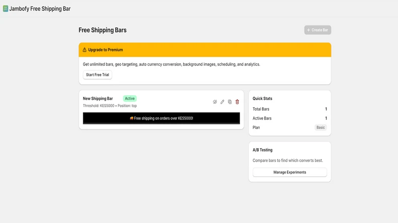 Jambofy Free Shipping Bar