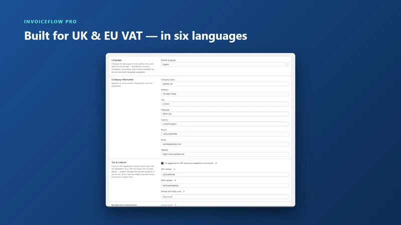 InvoiceFlow Pro: VAT Invoices