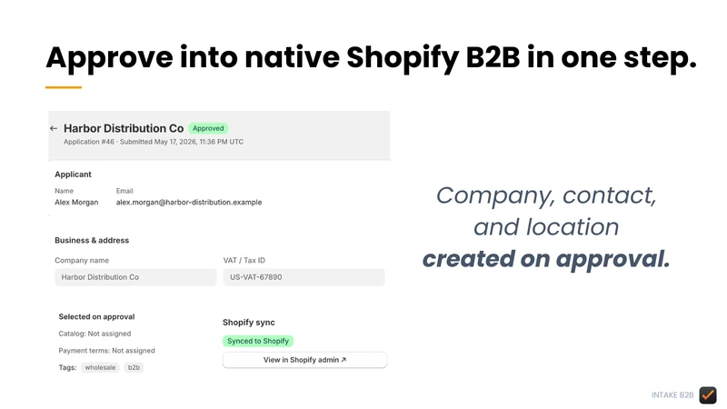 Intake B2B: Wholesale Approval