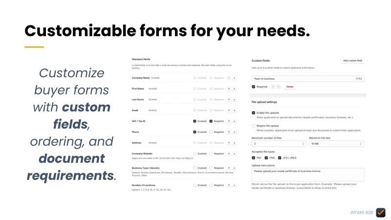 Intake B2B: Wholesale Approval