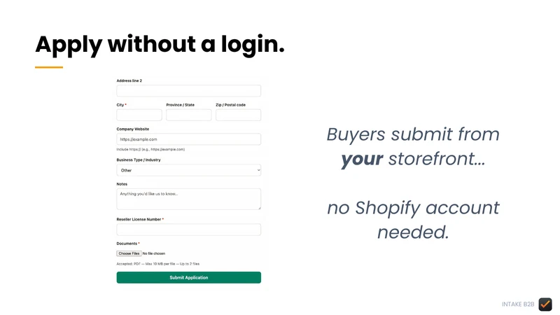 Intake B2B: Wholesale Approval