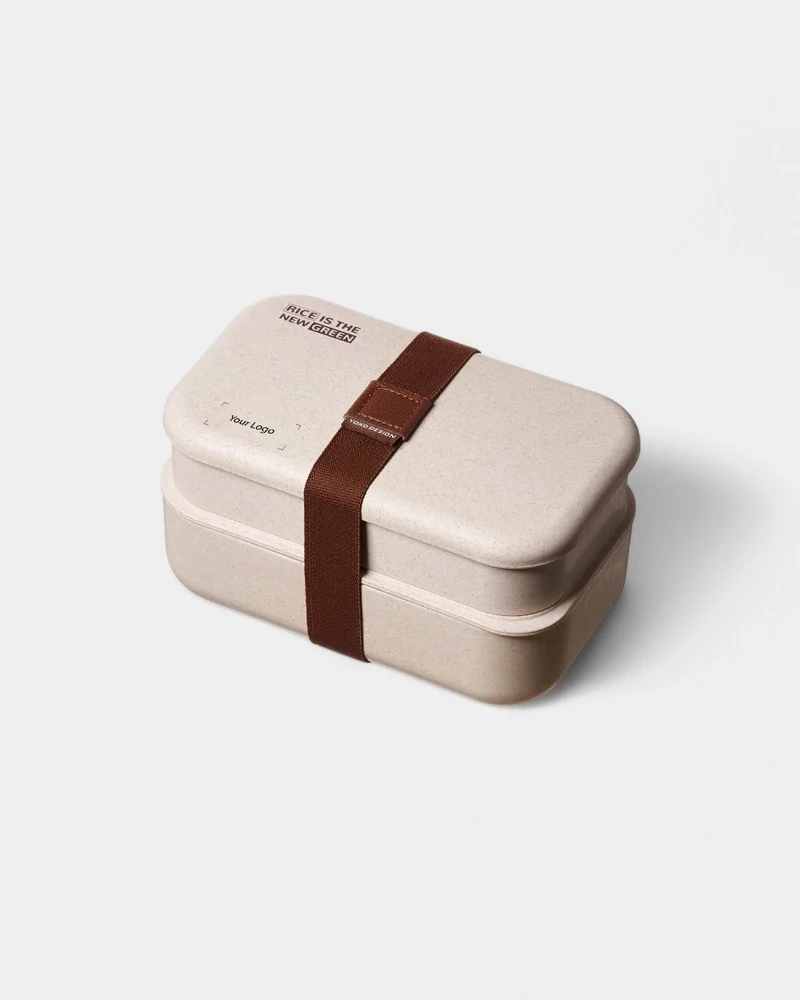 Lunchbox de 2 pisos de fibra de madera para personalizar