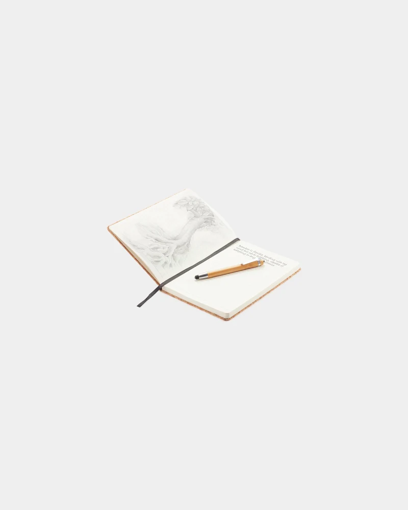 Libreta de corcho con bolígrafo bambú A5 para personalizar