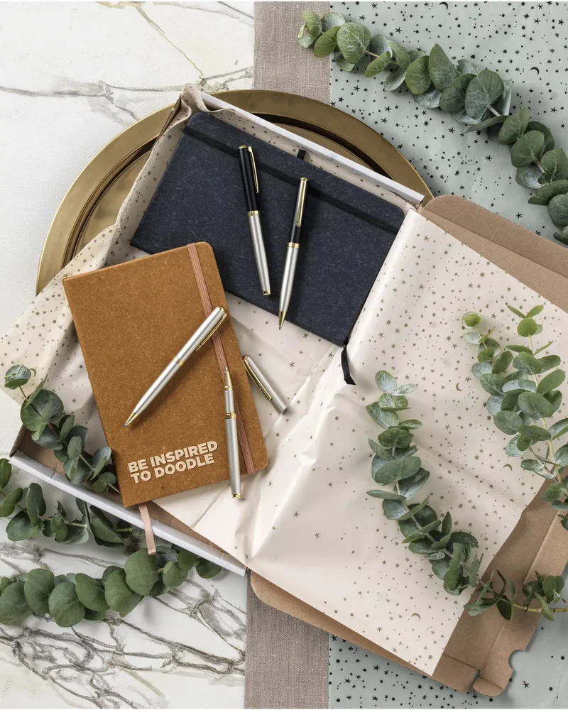 Libreta A5 de cuero reciclado Atlana para personalizar