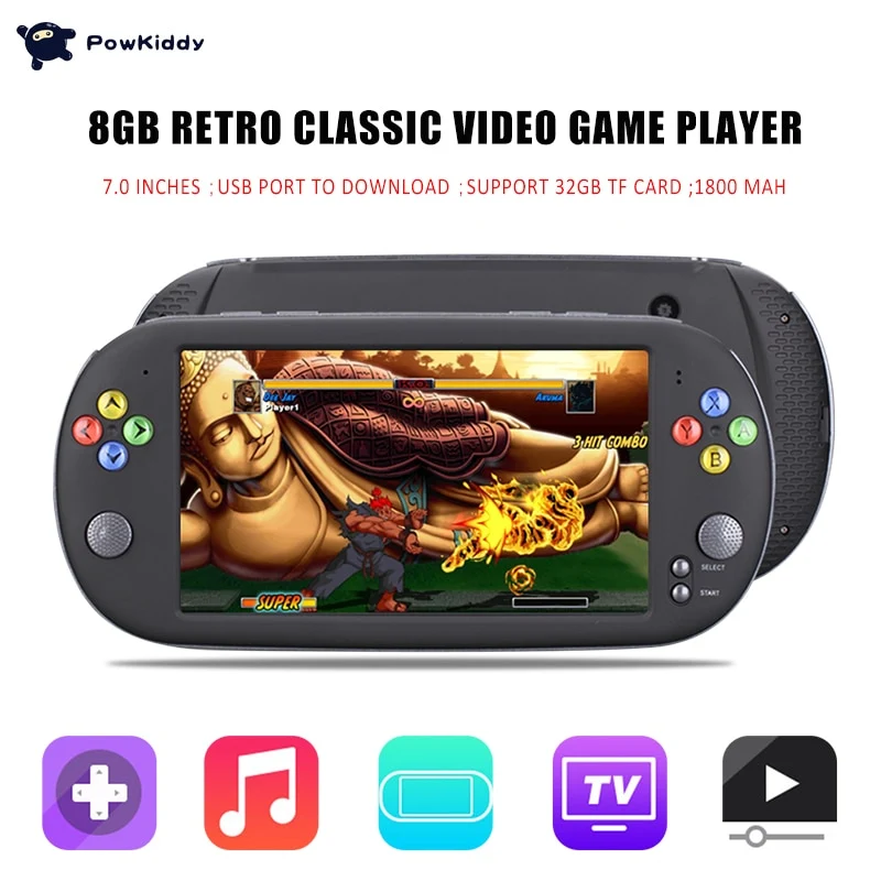 Powkiddy X16 7 pulgadas juego de consola portátil de mano de 8 GB retro clásico del jugador del videojuego para Neogeo videojuego de mano jugadores del juego