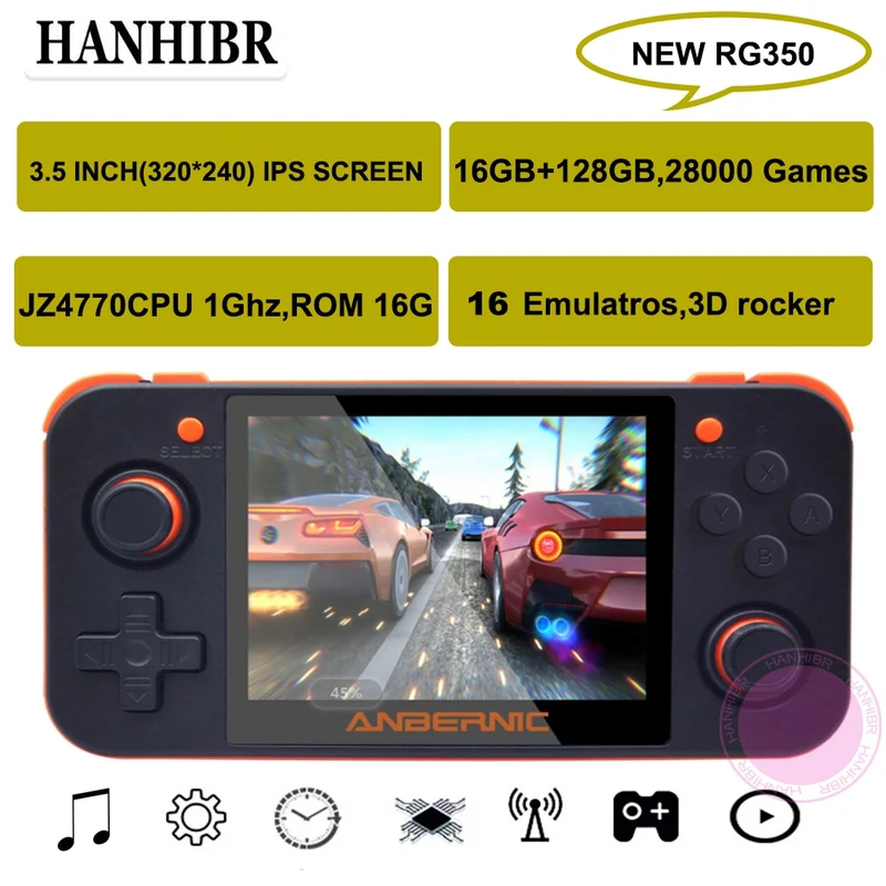 NUEVO ANBERNIC RG350 IPS Retro Games 350 Videojuegos Actualización de consola de juegos ps1 juego 64bit opendingux 3.5 pulgadas 28000+ juegos rg350