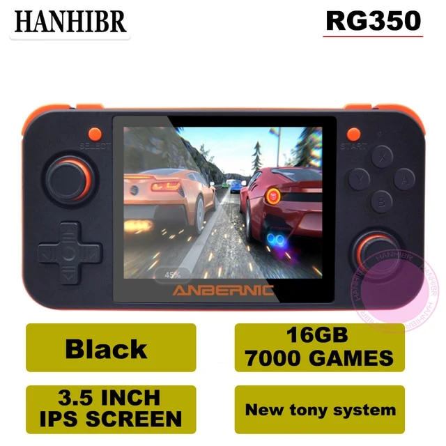 NUEVO ANBERNIC RG350 IPS Retro Games 350 Videojuegos Actualización de consola de juegos ps1 juego 64bit opendingux 3.5 pulgadas 28000+ juegos rg350