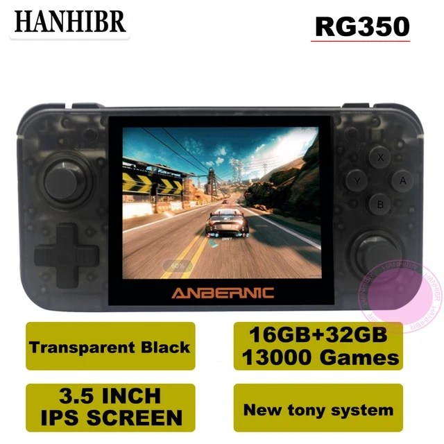 NUEVO ANBERNIC RG350 IPS Retro Games 350 Videojuegos Actualización de consola de juegos ps1 juego 64bit opendingux 3.5 pulgadas 28000+ juegos rg350
