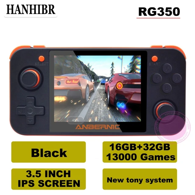 NUEVO ANBERNIC RG350 IPS Retro Games 350 Videojuegos Actualización de consola de juegos ps1 juego 64bit opendingux 3.5 pulgadas 28000+ juegos rg350