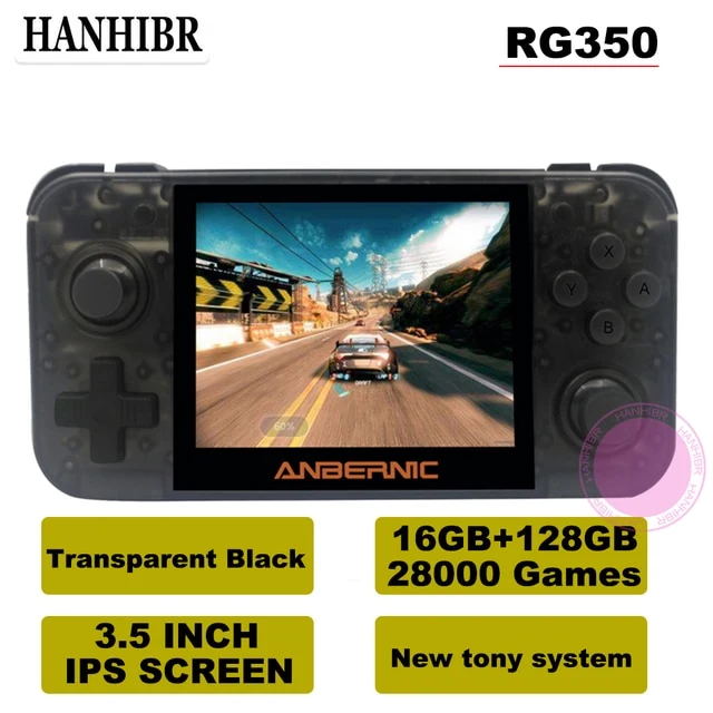 NUEVO ANBERNIC RG350 IPS Retro Games 350 Videojuegos Actualización de consola de juegos ps1 juego 64bit opendingux 3.5 pulgadas 28000+ juegos rg350