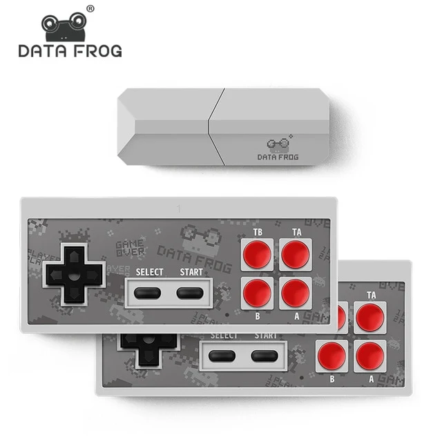 Data Frog USB Wireless Handheld TV Consola de videojuegos Construido en 600 Juego clásico Mini consola de video de 8 bits Soporte Salida AV / HDMI
