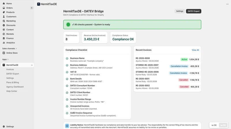 HermitTaxDE – DATEV & GoBD