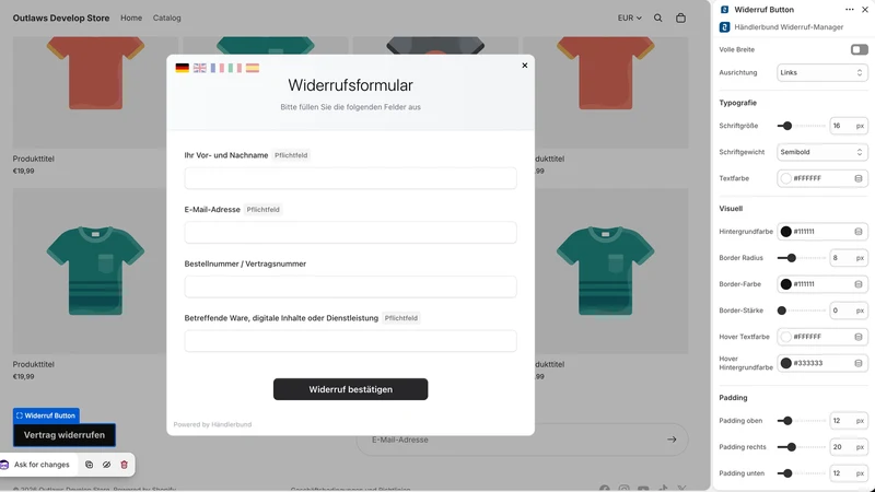 Händlerbund Widerrufs‑Button
