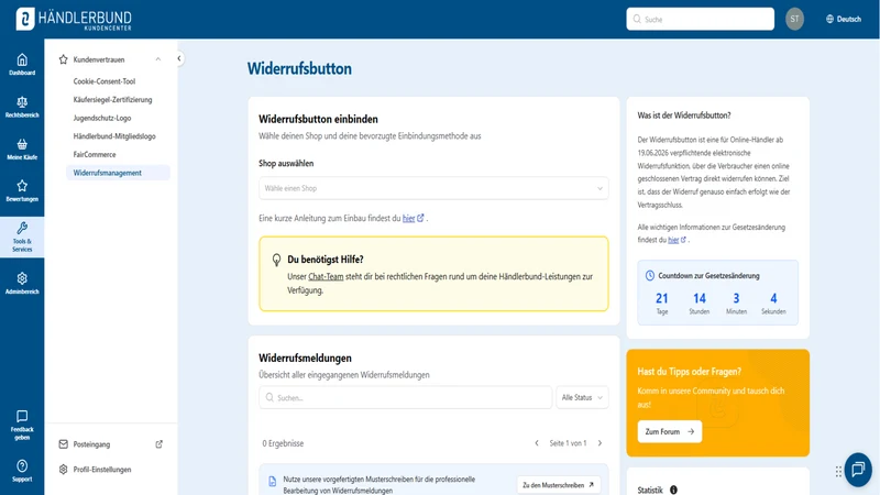 Händlerbund Widerrufs‑Button