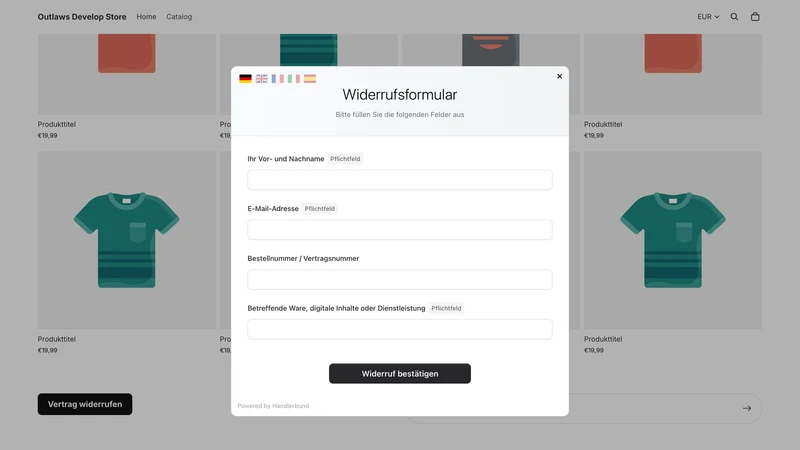 Händlerbund Widerrufs‑Button