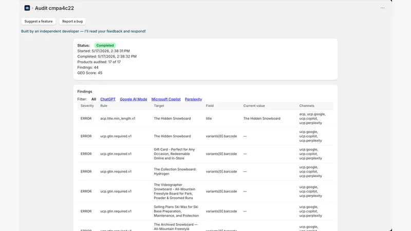 AEO: AI Catalog Optimizer