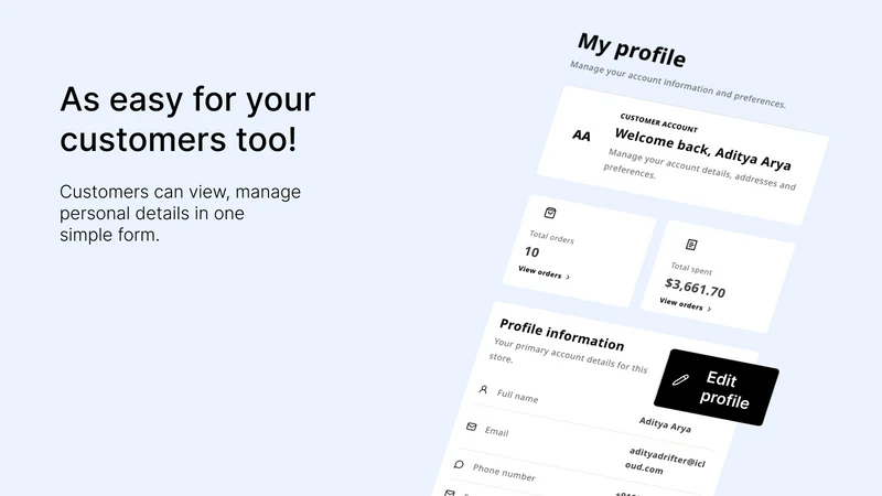 Customer Account Orders Pragma